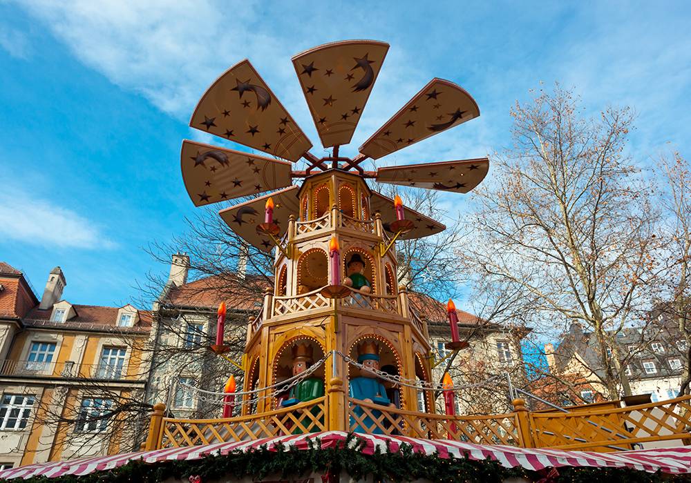 Typical wooden christmas carousel, Munich